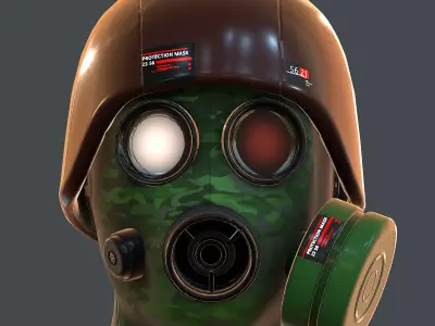 Gas mask helmet 3d model scifi Low-poly  Low-poly 3D model 211