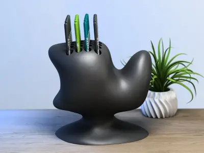 minimal modern pen holder Cyborg pen holde 3D print model