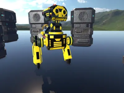 Sci-Fi Robots and Props Pack Low Poly Unity and Blender and FBX Low-poly 3D model