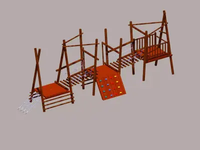 Outdoor wooden Little survival platform 3D model