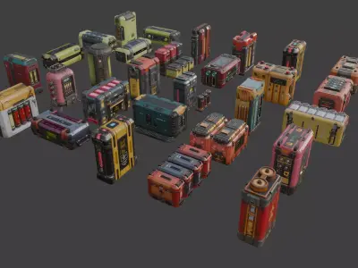 Sci-Fi Batteries Pack 3D model