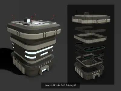 Lowpoly Modular Scifi Building Pack