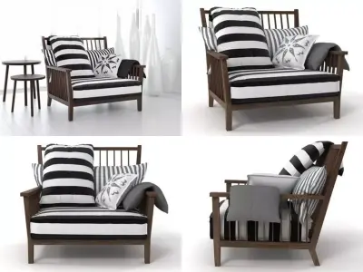 Gray striped lounge chair 3D model