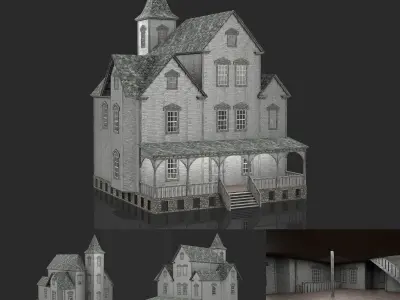 Old Abandoned Houses collection 3D Model Pack