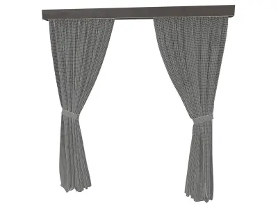 Dark Grey Window Curtains with Tie Backs 3D model