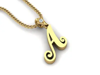 Alphabet V3 Light Gold  Font Pendant A 3D print model