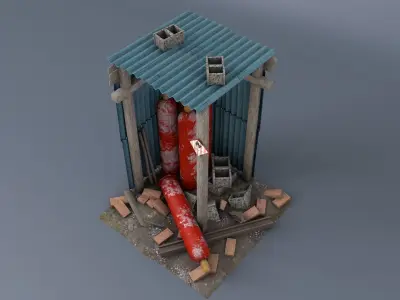 Scrap gas bottel asset Low-poly 3D model