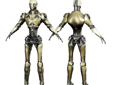 Robo Skeleton Cyborg Full Character Low-poly 3D model