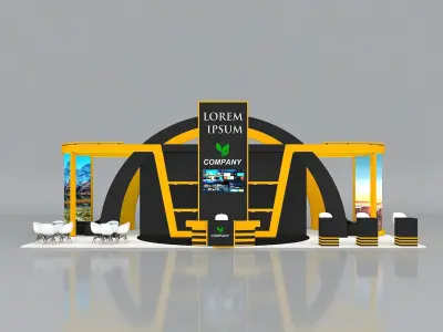 Exhibition Stand Stall 14x7m Height 550 cm 4 Side Open 3D model