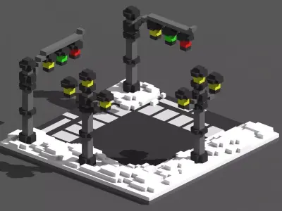 Xmas Road Voxel - 2 Low-poly 3D model