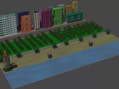 Sea city  Low-poly 3D model