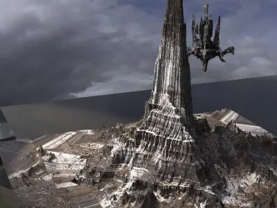 Ice Mountain with Robot Droid 3D model