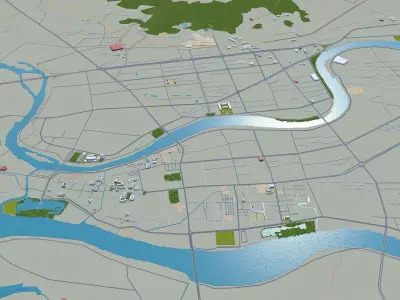 Jieyang Guangdong Province China 55km Low-poly 3D model