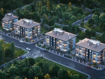 Site project consisting of 4 blocks 3D model