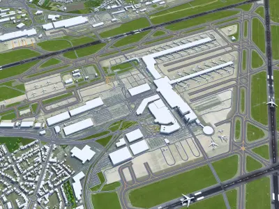 Brussels Airport 12km Low-poly 3D model