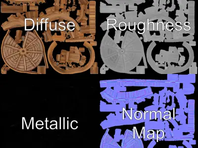 Rustic Wooden Water Tower D Model Pack Low-poly 3D model