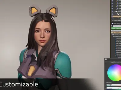 Nude Girl Celeste - Game Character for Unreal Unity Blender Low-poly 3D model