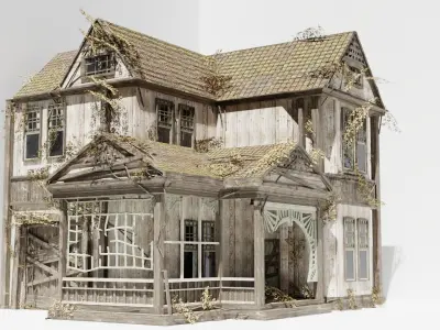 Abandoned old house - realistic low poly Low-poly 3D model
