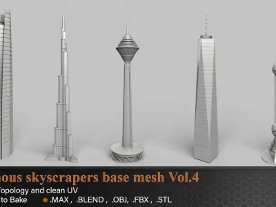20 Famous Skyscrapers Base Mesh Vol 4 Low-poly 3D model