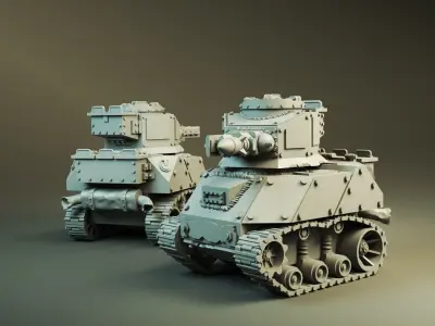 WW2 American M5 Stuart Grot Tank  3D print model
