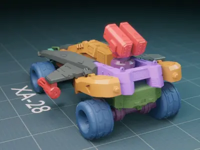 XA-28 toy vehicle wheels 3D print model