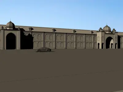 brick building  Low-poly 3D model