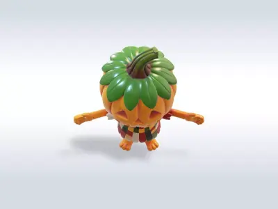Cheerful Pumpkin Boy Halloween Character 3D model get