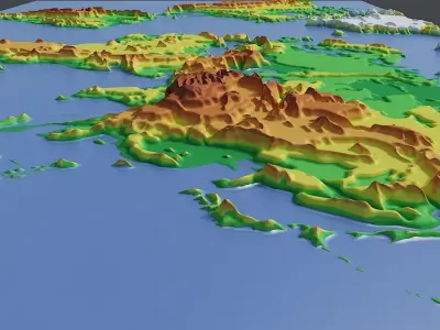 Topographic map of the world 3D model
