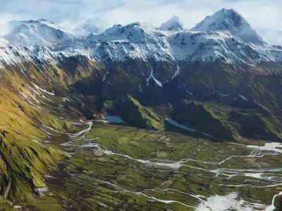 Mountain River Valley Environment - Unity 2017 Project Low-poly 3D model