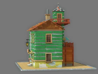 Cartoon House 1 Low-poly 3D model purchase