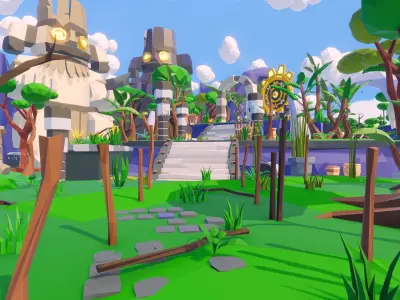 Low Poly Aztec Jungle - URP Refreshed Low-poly 3D model