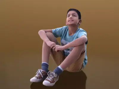 Amal 10218 - Sitting Casual Child Low-poly 3D model