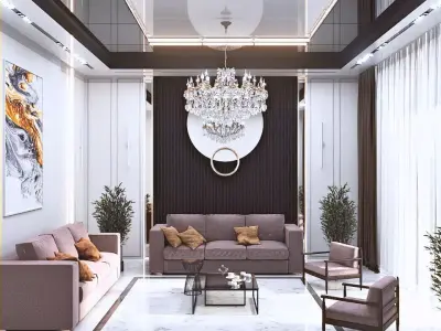 Modern style interior - blender cycles 3D model