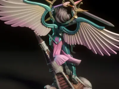 Celeste statue of woman holding sword 3D print model