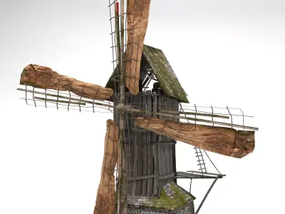 Old windmill Low-poly 3D model