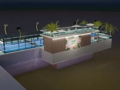 Padel Court Low-poly 3D model