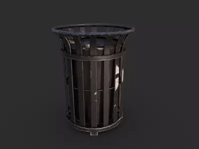 Trash bin Low-poly 3D model order