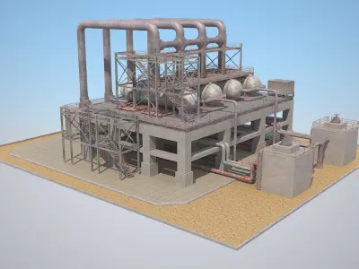  Industrial Silo 03 Low-poly 3D model