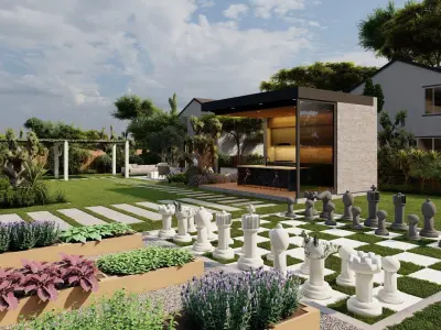 3D Exterior Scene 3D model design garden and landscape 3D model 19