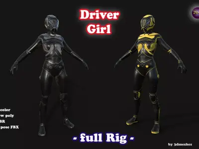 Driver Girl - PBR Low-poly 3D model