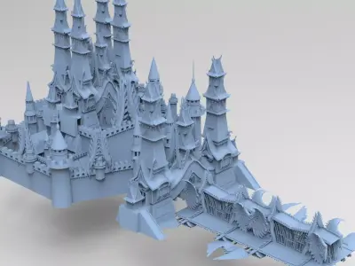 Han dynasty  stylised fortress 1 3D model