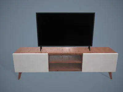 TV and Cabinet Low Poly Low-poly 3D model