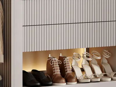 Bedroom wardrobe with glass door 1 3D model