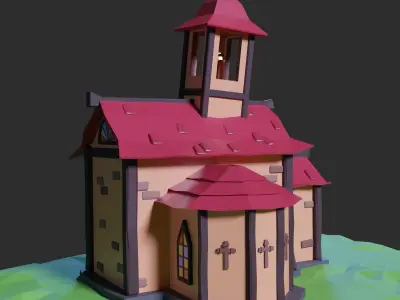 Low poly church Low-poly 3D model purchase