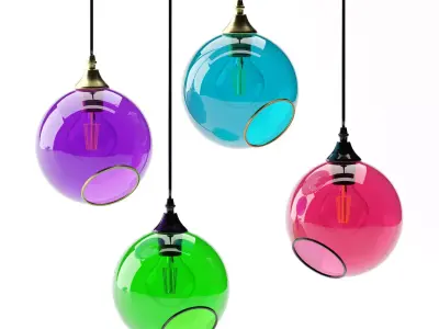 light04 fuchsia glass pendant light 3D model