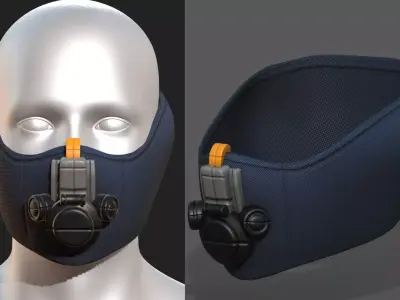 Gas mask respirator scifi futuristic 3d  Low-poly 3D model