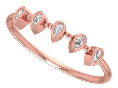Solitaire Women Light Weight Pear Stone Band Ring 3D print model order