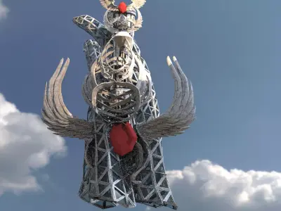 Modern art Winged spiral Tower 3  3D model