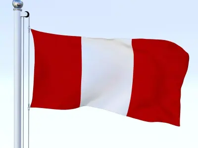 Animated Peru Flag Low-poly 3D model