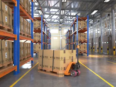  Detailed Warehouse Interior With Furniture 